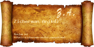 Zicherman Anikó névjegykártya